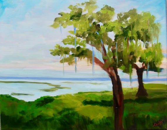 Custom Painting - lynda - of Marsh Painting from Original Kiawah Island, South Carolina Impressionist Oil Painting by Rebecca Croft