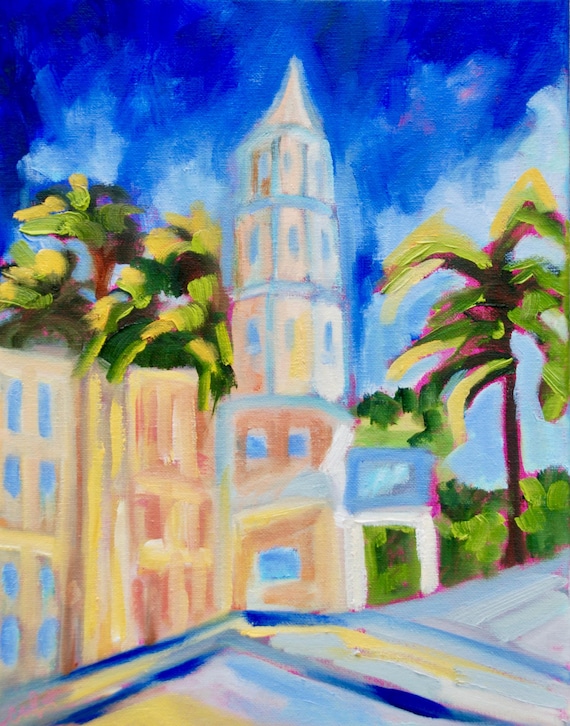 Giclee - Many Sizes - Frame Options - St. Michaels Church Charleston SC of Original Modern Oil Painting by Rebecca Croft Studios