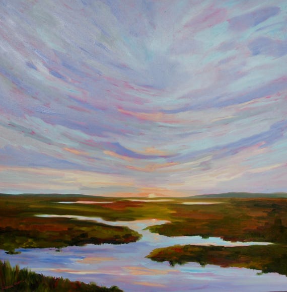 Giclee - Many Sizes - Frame Options - Marsh of Original Modern Impressionist Oil Painting by Rebecca Croft Studios