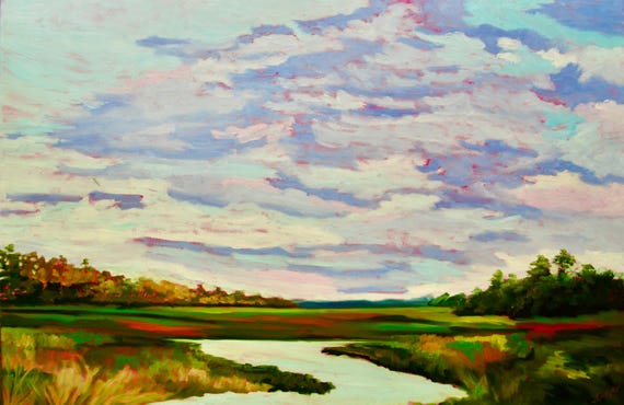 PRINT - Many Sizes - of Marsh Painting from Original Kiawah Island, South Carolina Impressionist Oil Painting by Rebecca Croft