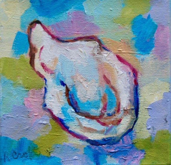 Charleston SC Low Country Modern Impressionist Oil Oyster Painting by Rebecca Croft Studios