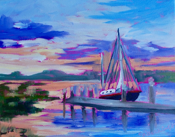 Marsh Painting Charleston SC Coastal Home Decor Modern Impressionist Landscape Oil Painting by Rebecca Croft Studios