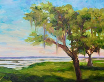 PRINT - Many Sizes - of Marsh Painting from Original Kiawah Island, South Carolina Impressionist Oil Painting by Rebecca Croft