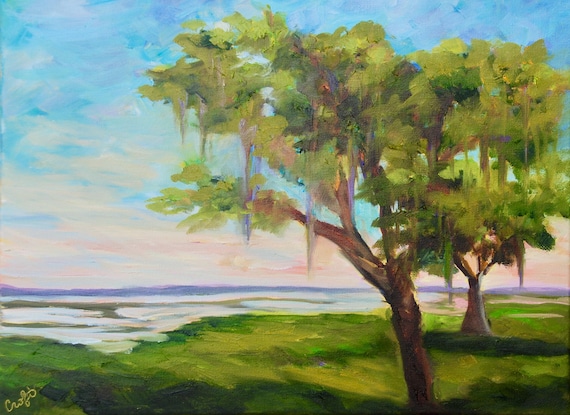 PRINT - Many Sizes - of Marsh Painting from Original Kiawah Island, South Carolina Impressionist Oil Painting by Rebecca Croft