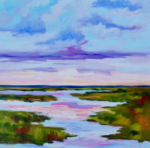 PRINT - Many Sizes - of Marsh Painting from Original Kiawah Island, South Carolina Impressionist Oil Painting by Rebecca Croft