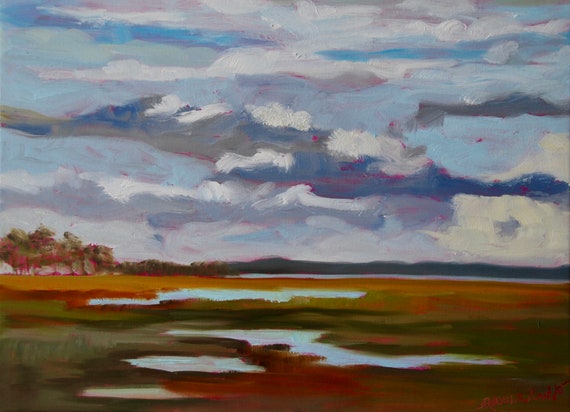 Sullivan's Island Beach Impressionist Original Oil Painting by Rebecca Croft Studios