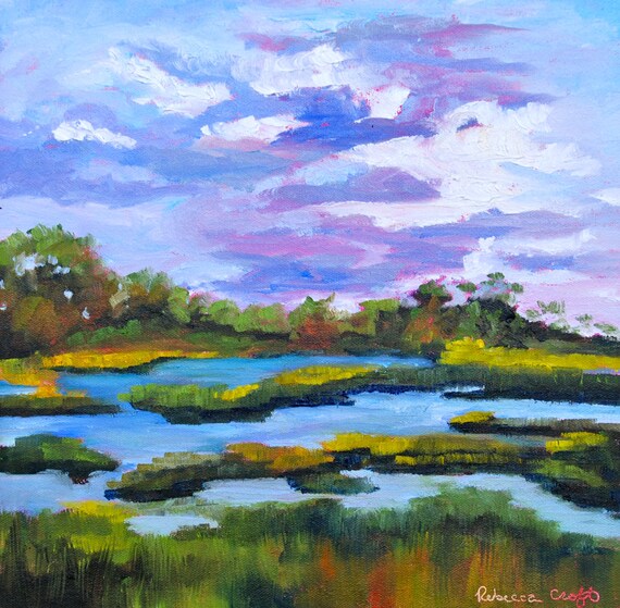 PRINT - Many Sizes - of Marsh Painting from Original Kiawah Island, South Carolina Impressionist Oil Painting by Rebecca Croft