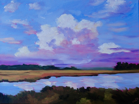 PRINT - Many Sizes - of Marsh Painting from Original Kiawah Island, South Carolina Impressionist Oil Painting by Rebecca Croft