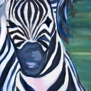 LARGE 24 x 36 Zebra Animal Painting Wall Art, Home, Office, Nursery Decor Original Oil Painting African Landscape by Rebecca Croft Studios image 3