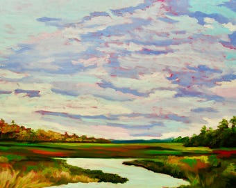 Giclee - Many Sizes - Frame Options - Marsh of Original Modern Impressionist Oil Painting by Rebecca Croft Studios