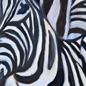 LARGE 24 x 36 Zebra Animal Painting Wall Art, Home, Office, Nursery Decor Original Oil Painting African Landscape by Rebecca Croft Studios image 6