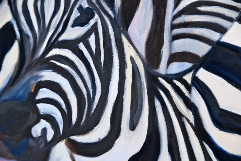 LARGE 24 x 36 Zebra Animal Painting Wall Art, Home, Office, Nursery Decor Original Oil Painting African Landscape by Rebecca Croft Studios image 6