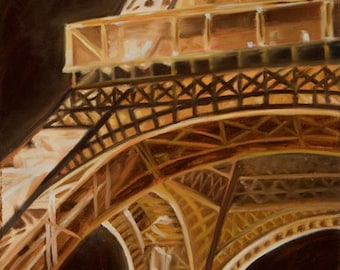 PRINT MANY SIZES - Whimsical Eiffel Tower in Spring Print from Original Oil Painting by Rebecca Croft