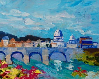 PRINT - Many Sizes - Print of Modern Impressionist Rome Italy Landscape by Rebecca Croft