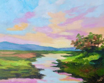 Giclee - Many Sizes - Frame Options - Marsh of Original Modern Impressionist Oil Painting by Rebecca Croft Studios