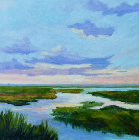 PRINT - Many Sizes - of Marsh Painting from Original Kiawah Island, South Carolina Impressionist Oil Painting by Rebecca Croft