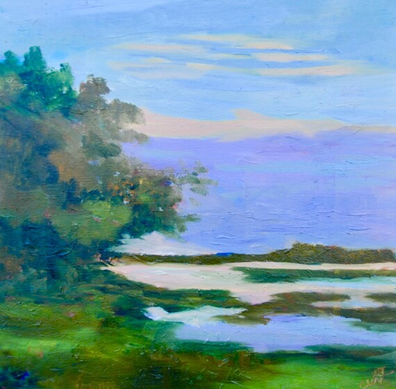 Giclee - Many Sizes - Frame Options - Marsh of Original Modern Impressionist Oil Painting by Rebecca Croft Studios