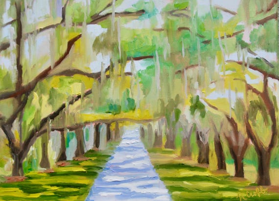 One - Commission - Flick - 12 X 16  South Carolina City Impressionist Coastal Landscape Oil Painting by Rebecca Croft Studios