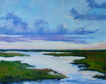 Giclee - Many Sizes - Frame Options - Marsh of Original Modern Impressionist Oil Painting by Rebecca Croft Studios