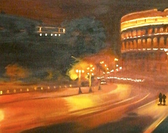 PRINT - Many Sizes - Print of Modern Impressionist Italian Rome Colliseum Landscape by Rebecca Croft