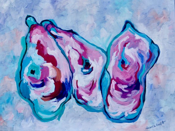 Low Country Oysters in South Carolina Landscape Painting Modern Impressionist Painting by Rebecca Croft Studios