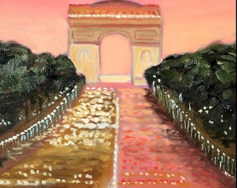 PRINT MANY SIZES - L'Arc de Triomph Paris France Print from Original Oil Painting by Rebecca Croft