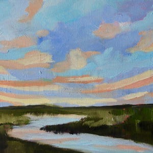 8 x 16 Charleston Marsh Original Ölgemälde von Rebecca Croft Studios Low Country Landschaft Kunst