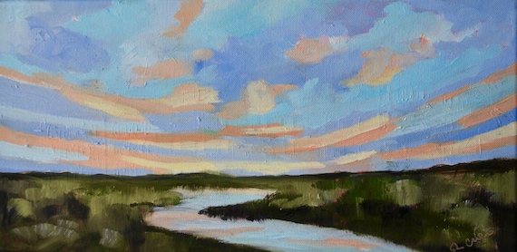 Charleston Marsh Original Oil Painting by Rebecca Croft Studios Low Country Landscape Art