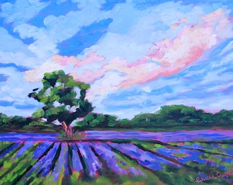 PRINT MANY SIZES - Lavender Provence France Print from Original Oil Painting by Rebecca Croft
