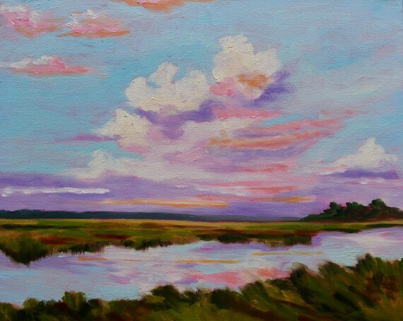 PRINT - Many Sizes - of Marsh Painting from Original Kiawah Island, South Carolina Impressionist Oil Painting by Rebecca Croft
