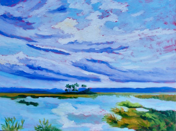 PRINT - Many Sizes - of Marsh Painting from Original Kiawah Island, South Carolina Impressionist Oil Painting by Rebecca Croft