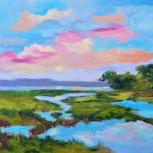 Giclee - Many Sizes Marsh Kiawah Island Gallery Wrapped Canvas Print of Original Modern Impressionist Oil Painting by Rebecca Croft Studios