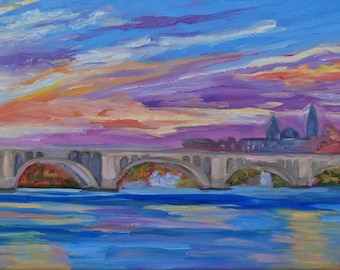 PRINT - Many Sizes - of Georgetown from Original Impressionist Oil Painting by Rebecca Croft