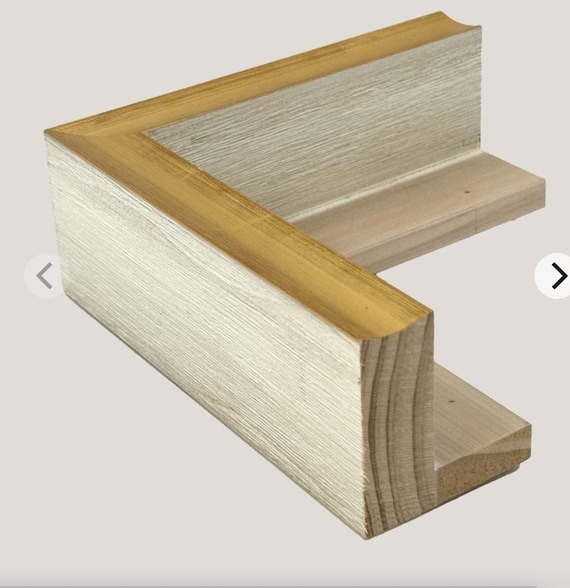 White & Gold Floater Frame for Custom Landscape Painting by Rebecca Croft Studios