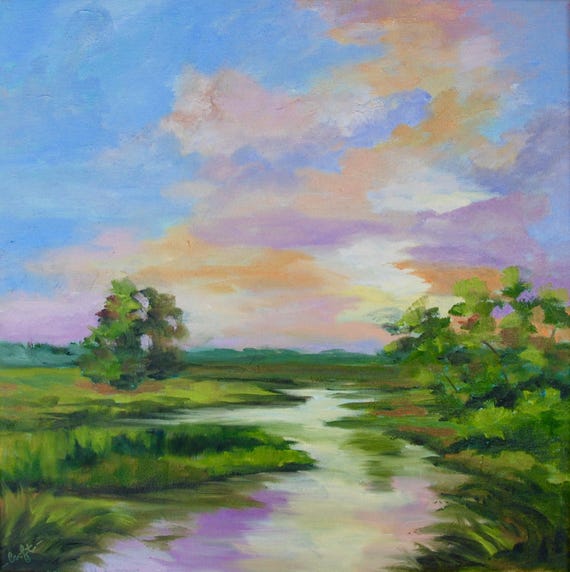 Giclee - Many Sizes - Frame Options - Marsh of Original Modern Impressionist Oil Painting by Rebecca Croft Studios