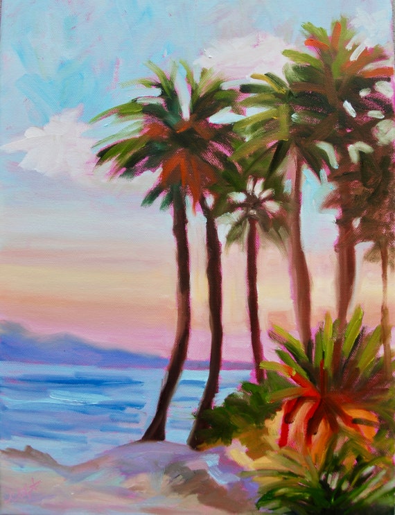 Palms Kiawah Island Charleston SC Impressionist Landscape Oil Painting by Rebecca Croft Studios