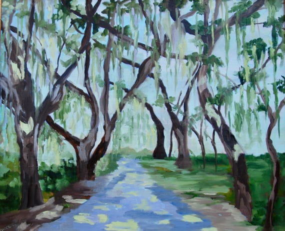Impressionist Marsh South Carolina Original Oil Landscape Painting by Rebecca Croft Studios