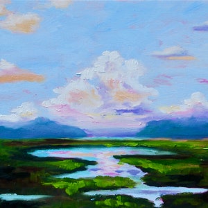 Impressionist Original Low Country Marsh Landscape by Rebecca Croft Studios
