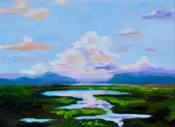 Impressionist Original Low Country Marsh Landscape by Rebecca Croft Studios