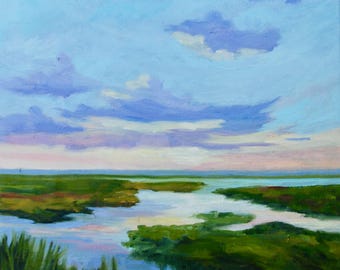 Giclee - Many Sizes - Frame Options - Marsh of Original Modern Impressionist Oil Painting by Rebecca Croft Studios
