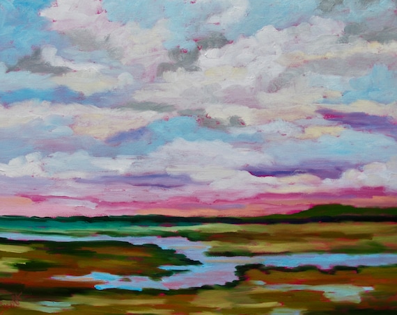 Marsh View Spring in South Carolina Landscape Painting Modern Impressionist Painting by Rebecca Croft Studios
