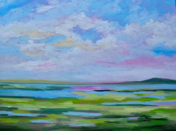 PRINT - Many Sizes - of Marsh Painting from Original Kiawah Island, South Carolina Impressionist Oil Painting by Rebecca Croft