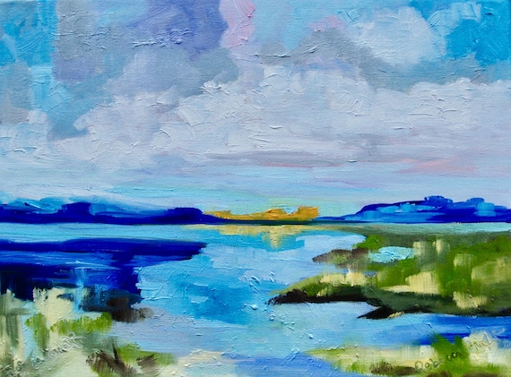 Marsh South Carolina Painting Wall Art Home & Office Decor Original Modern Impressionist Fine Art Landscape Painting by Rebecca Croft
