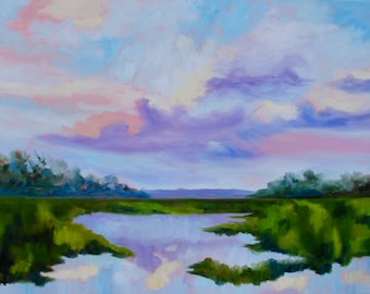 Marsh South Carolina Landscape Modern Impressionist Painting by Rebecca Croft Studios