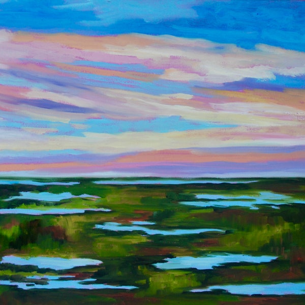 PRINT - Many Sizes - of Marsh Painting from Original Impressionist Oil Painting by Rebecca Croft