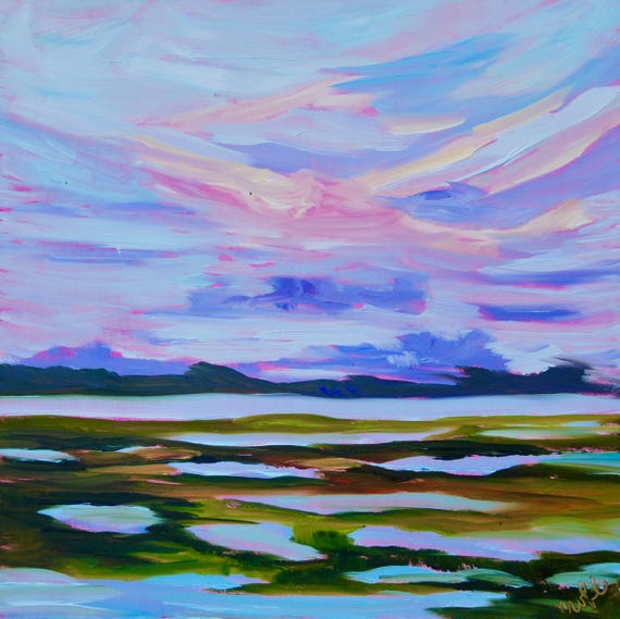 Giclee - Many Sizes - Frame Options - Marsh of Original Modern Impressionist Oil Painting by Rebecca Croft Studios