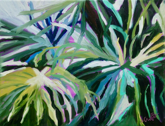 PRINT - Many Sizes - of Marsh Painting from Original Palm Trees South Carolina Impressionist Oil Painting by Rebecca Croft
