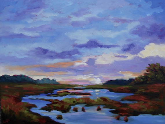 Giclee - Many Sizes - Frame Options - Marsh of Original Modern Impressionist Oil Painting by Rebecca Croft Studios