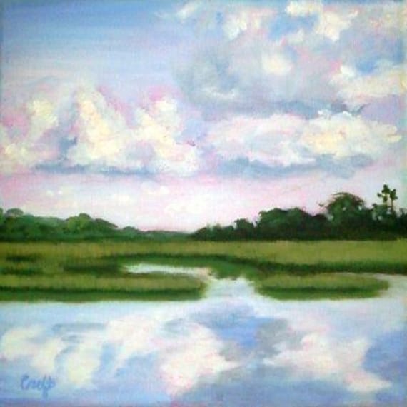 PRINT - Many Sizes - of Marsh Painting from Original Kiawah Island, South Carolina Impressionist Oil Painting by Rebecca Croft