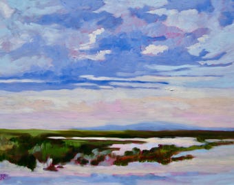 18 x 24 South Carolina Marsh Landschaft Moderne impressionistische Ölgemälde von Rebecca Croft Studios